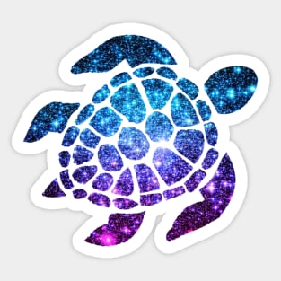 Bright Purple Teal Ombre Faux Glitter Turtle Sticker